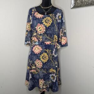Navy floral print dress Large
